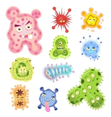 bacteria and virus cartoon.